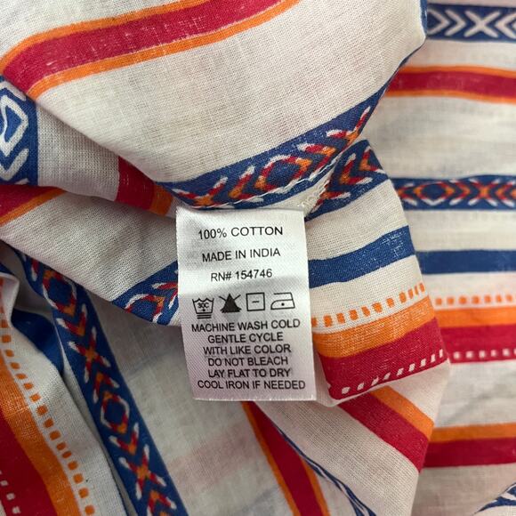 Mountain And Isle Shirt Mens Large Multicolor Striped Button Up Short Sleeves - Picture 8 of 10